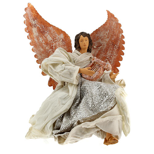 40 cm Angel in Resin Kneeling With harp 1