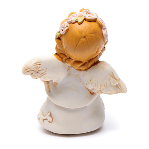 Resin angel figurine with orange flower and glitter 6 cm 2