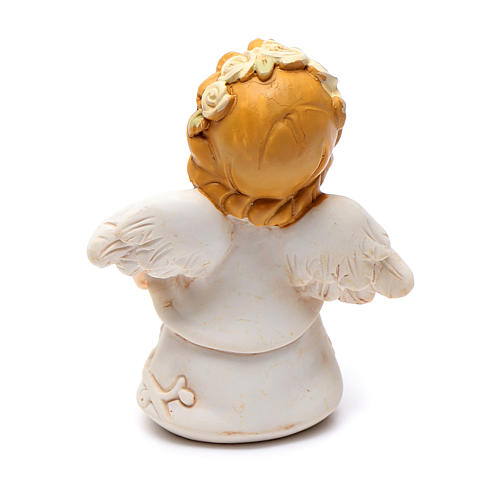 Angel in resin with yellow glitter flower 6 cm 2