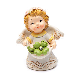 Angel in Resin Holding Four-leaf Clover with Glitter 6 cm