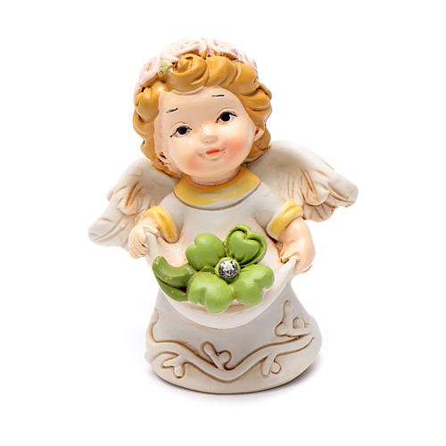 Angel in Resin Holding Four-leaf Clover with Glitter 6 cm 1