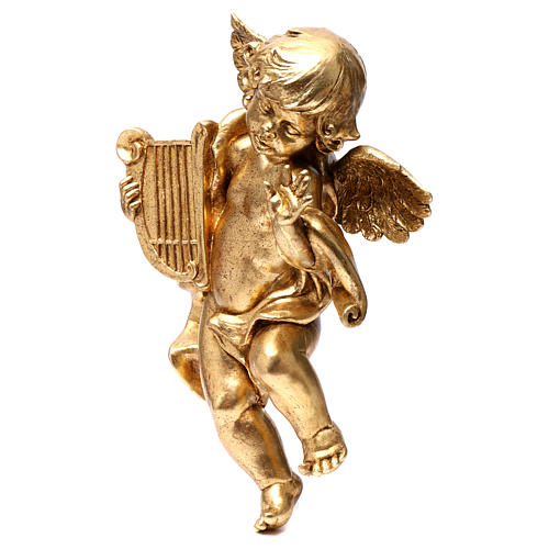 Anioł Złoto listek 40 cm z harfą 2