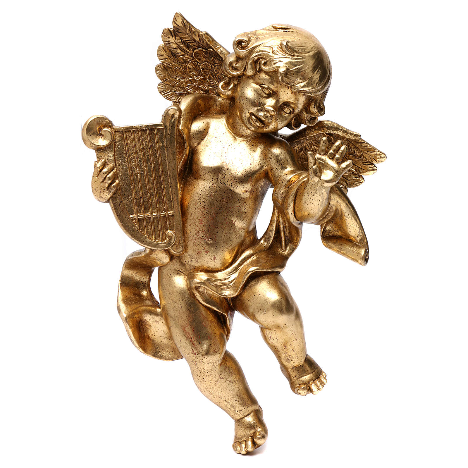 Gilded Angel with Lyre Statue 40 cm | online sales on HOLYART.com