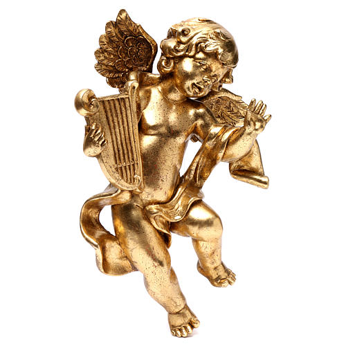 Gilded Angel with Lyre Statue 40 cm 3