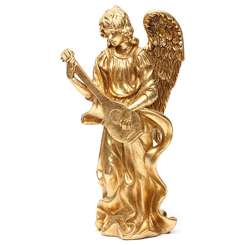Stehender goldener Engel mit Mandoline, 35 cm 3