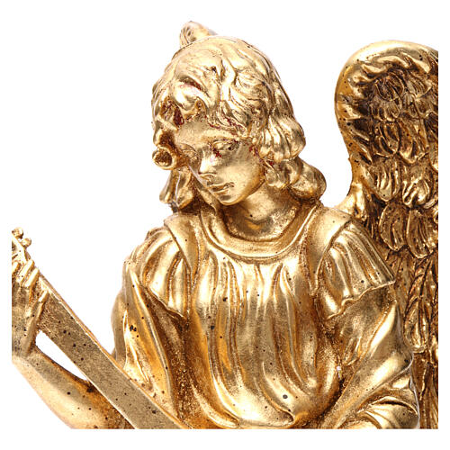 Anjo de pé com bandolim 35 cm ouro folha 2