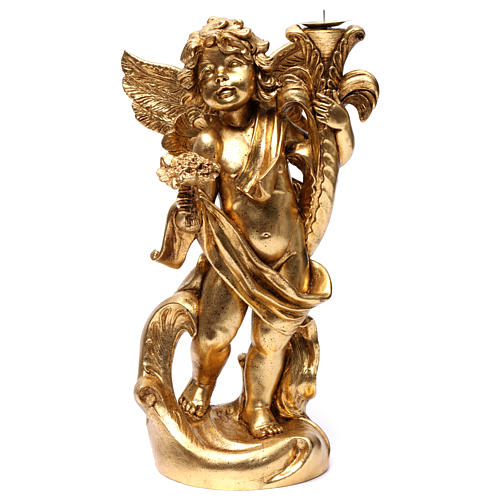 Anioł świecznik Złoty listek 45 cm 1