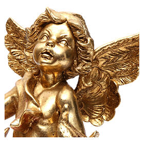 Anjo porta-vela ouro folha 45 cm com pomba