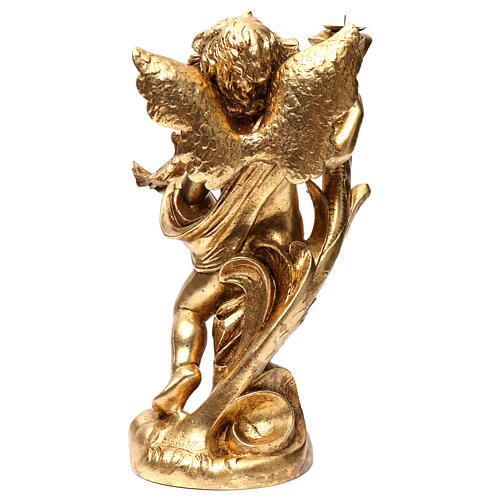 Anjo porta-vela ouro folha 45 cm com pomba 5
