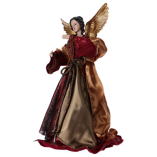 Angel in resin with red and green robe 35 cm 3