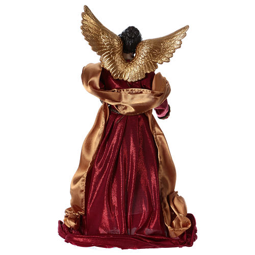 Angel in resin with red and green robe 35 cm 5