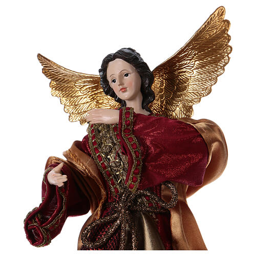 Ángel resina vestido rojo verde 35 cm 2