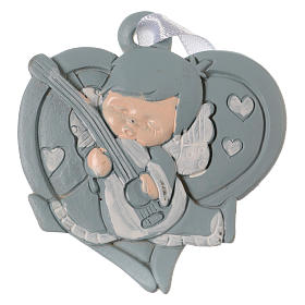Angel 6 cm on light-blue heart to be hanged 20 pieces
