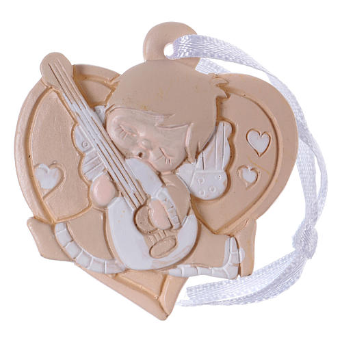 Angel 4.5 cm in coloured resin on beige heart to be hanged 20 pieces 1