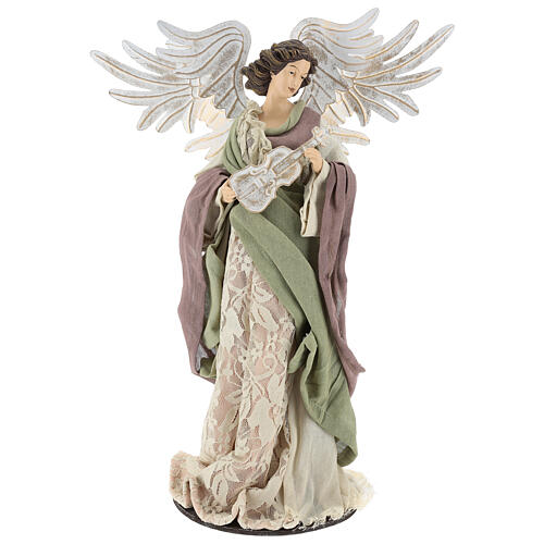 Engel mit Geige und Gaze- und Spitzenkleid, 40 cm 1