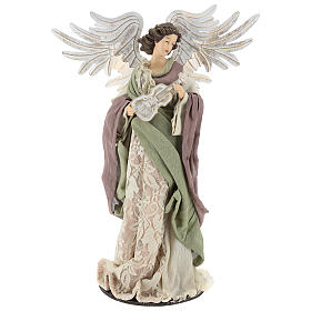 Angel statue 40 cm with violin clothing in gauze and lace