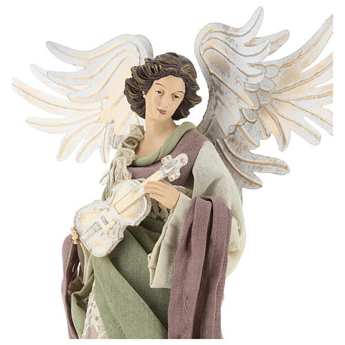 Angel statue 40 cm with violin clothing in gauze and lace 2
