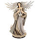 Angel statue 38 cm with lyre burgundy green gauze beige lace s1