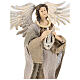 Angel statue 38 cm with lyre burgundy green gauze beige lace s2