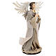Angel statue 38 cm with lyre burgundy green gauze beige lace s4