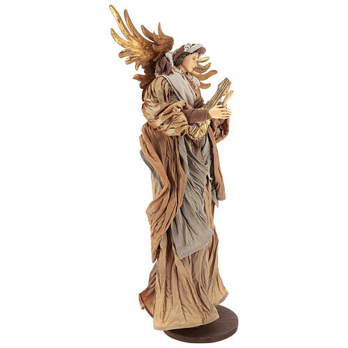 Angel statue 45 cm with mandolin in bronze colored cloth 4