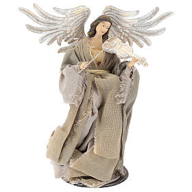 Angel statue 45 cm with violin in resin and beige clothing