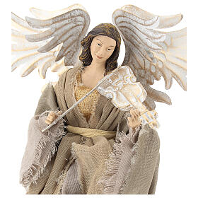 Angel statue 45 cm with violin in resin and beige clothing