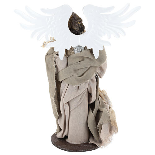 Angel statue 45 cm with violin in resin and beige clothing 5