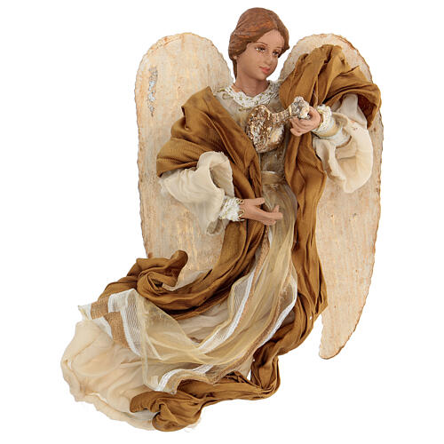 Resin angel with bronze-colored fabric with face facing right, Shabby Chic style. Assorted models 1
