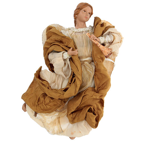 Resin angel with bronze-colored fabric with face facing right, Shabby Chic style. Assorted models 2