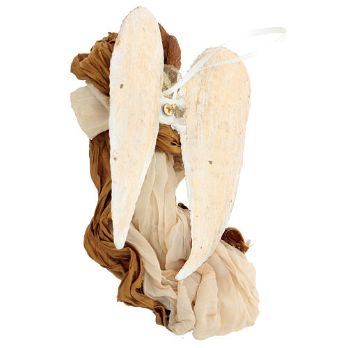 Resin angel with bronze-colored fabric with face facing right, Shabby Chic style. Assorted models 3