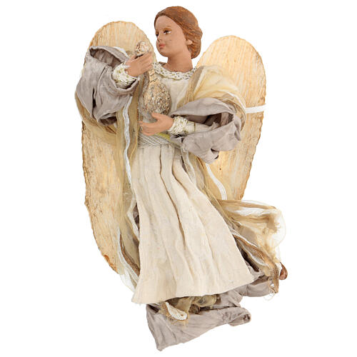 Resin angel with bronze-colored fabric with face facing left, Shabby Chic style. Assorted models 1