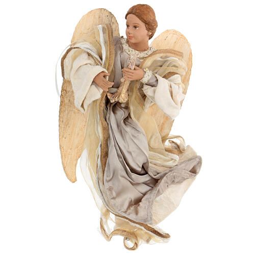 Resin angel with bronze-colored fabric with face facing left, Shabby Chic style. Assorted models 2
