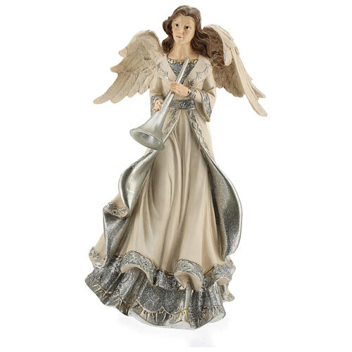 Resin angel with trumpet glitter 12 in 1