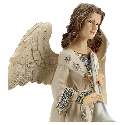 Resin angel with trumpet glitter 12 in 2