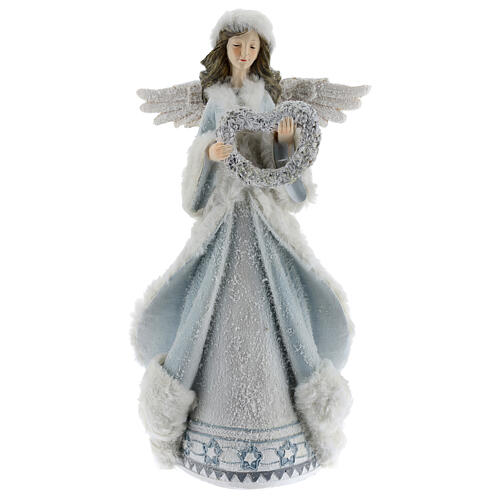 Resin angel with heart shaped wreath of flowers 14 in 1
