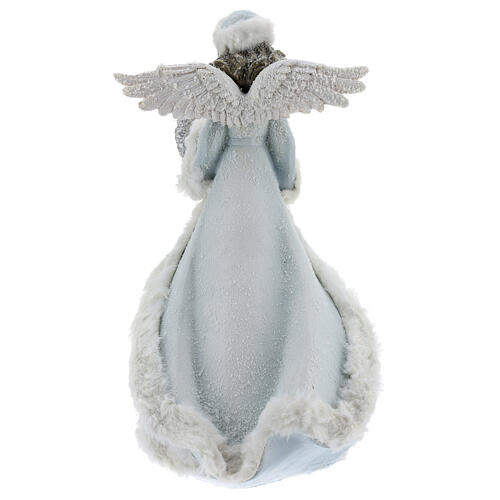 Resin angel with heart shaped wreath of flowers 14 in 5