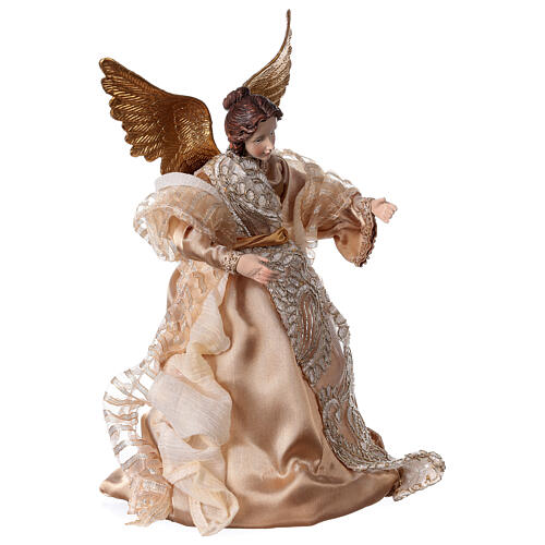 Engel aus goldfarbigem Stoff und Harz, 30 cm 3