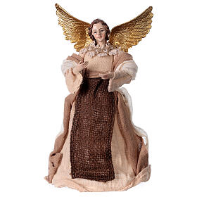 Cream-coloured angel in resin and fabric 29 cm