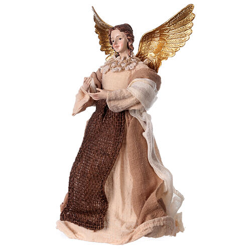 Cream-coloured angel in resin and fabric 29 cm 2