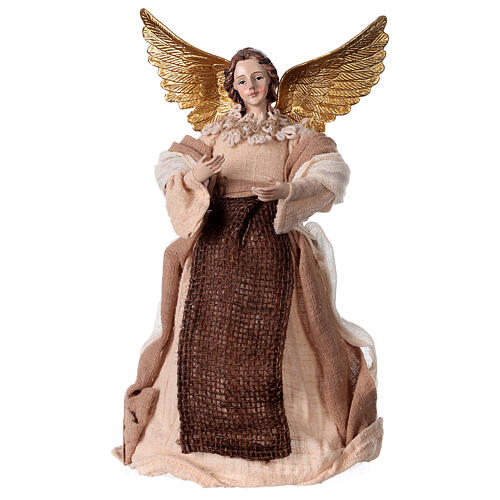 Resin angel with cream colored fabric 30 cm 1