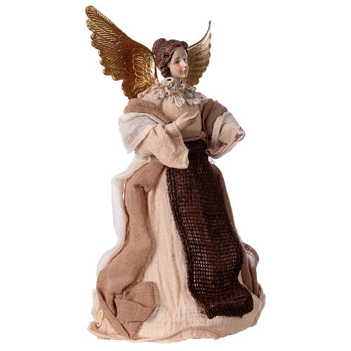 Resin angel with cream colored fabric 30 cm 3