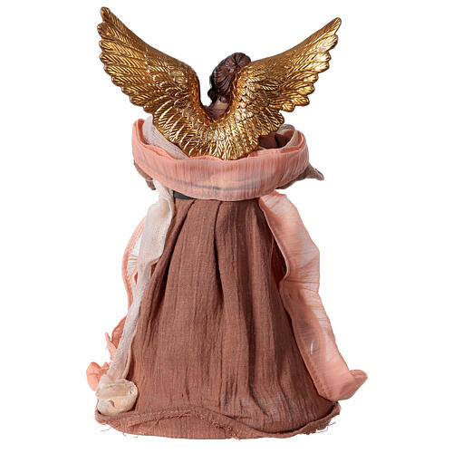 Engel aus Harz und rosa-beigem Stoff, 30 cm 4