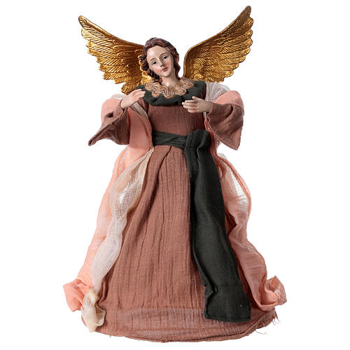 Resin angel with pink and beige clothes 30 cm 1