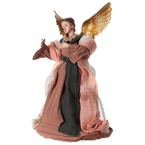 Resin angel with pink and beige clothes 30 cm 2