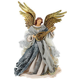 Engel aus Harz und silberblauem Stoff im venezianischen Stil, 45 cm