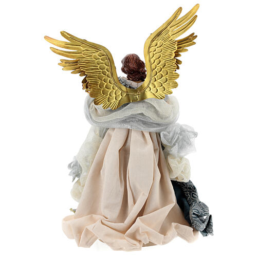 Angel of 45 cm, resin and fabric, blue and silver, Venetian style 6