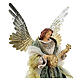 Angel with mandolin 45 cm resin and fabric, green and gold, Venitian style s2