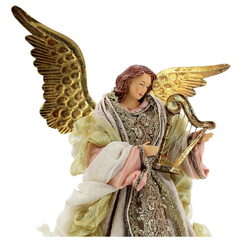 Engel mit Harfe aus Harz und Stoff im venezianischen Stil, 45 cm 2