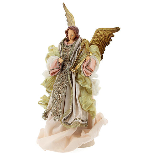 Angel with harp 45 cm, resin and fabric, Venitian style 3